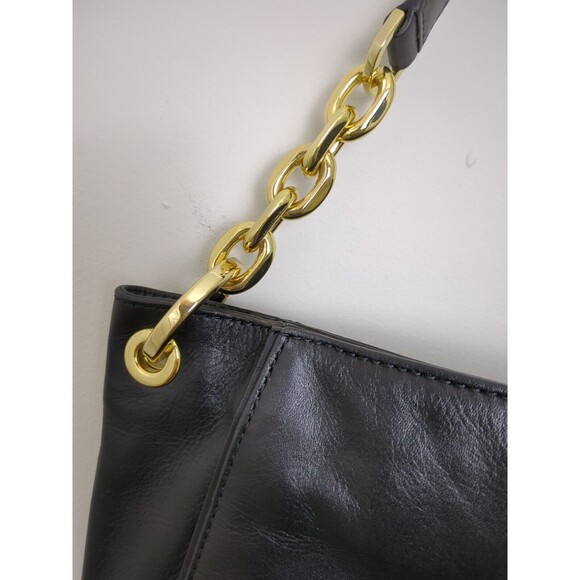 Michael Kors Stanthorpe Large Black Leather Shoulder Bag Gold Chain Strap NWT - Picture 4 of 16